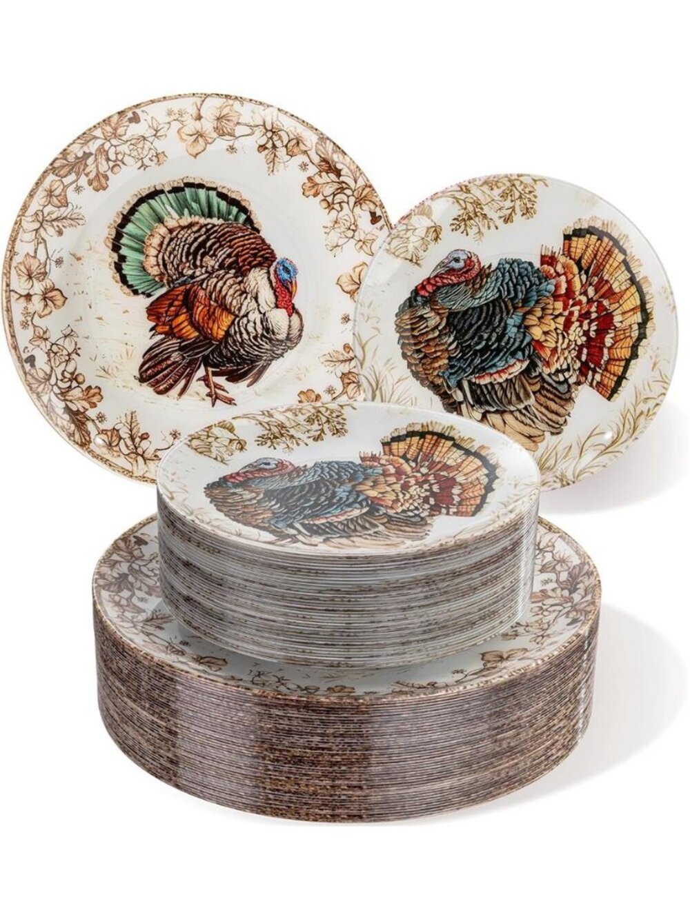 Thanksgiving Plastic Plates, Vintage Turkey Dinnerware Set